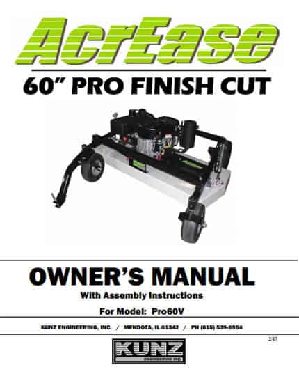 AcrEase 60'' Pro Finish Cut Owner's Manual